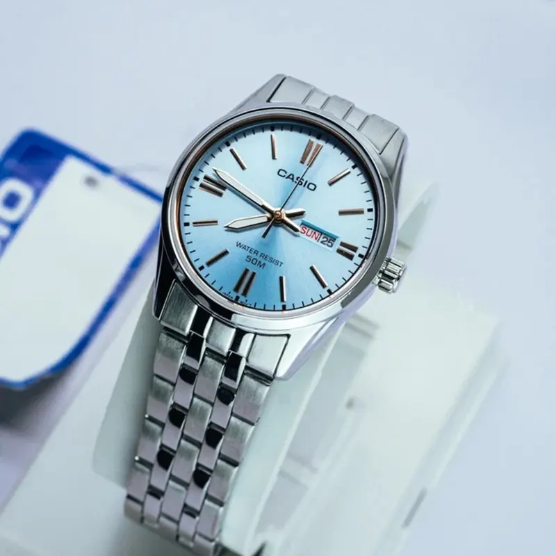 Casio Enticer Triple-fold Clasp Ice Blue Dial Ladies Watch- LTP-1335D-2AV